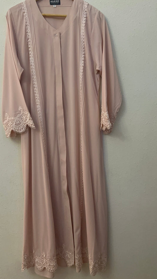 Light pink bloomy abaya