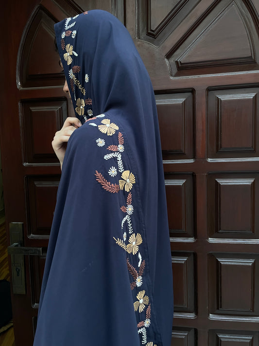Navy blue embroidered chaddar