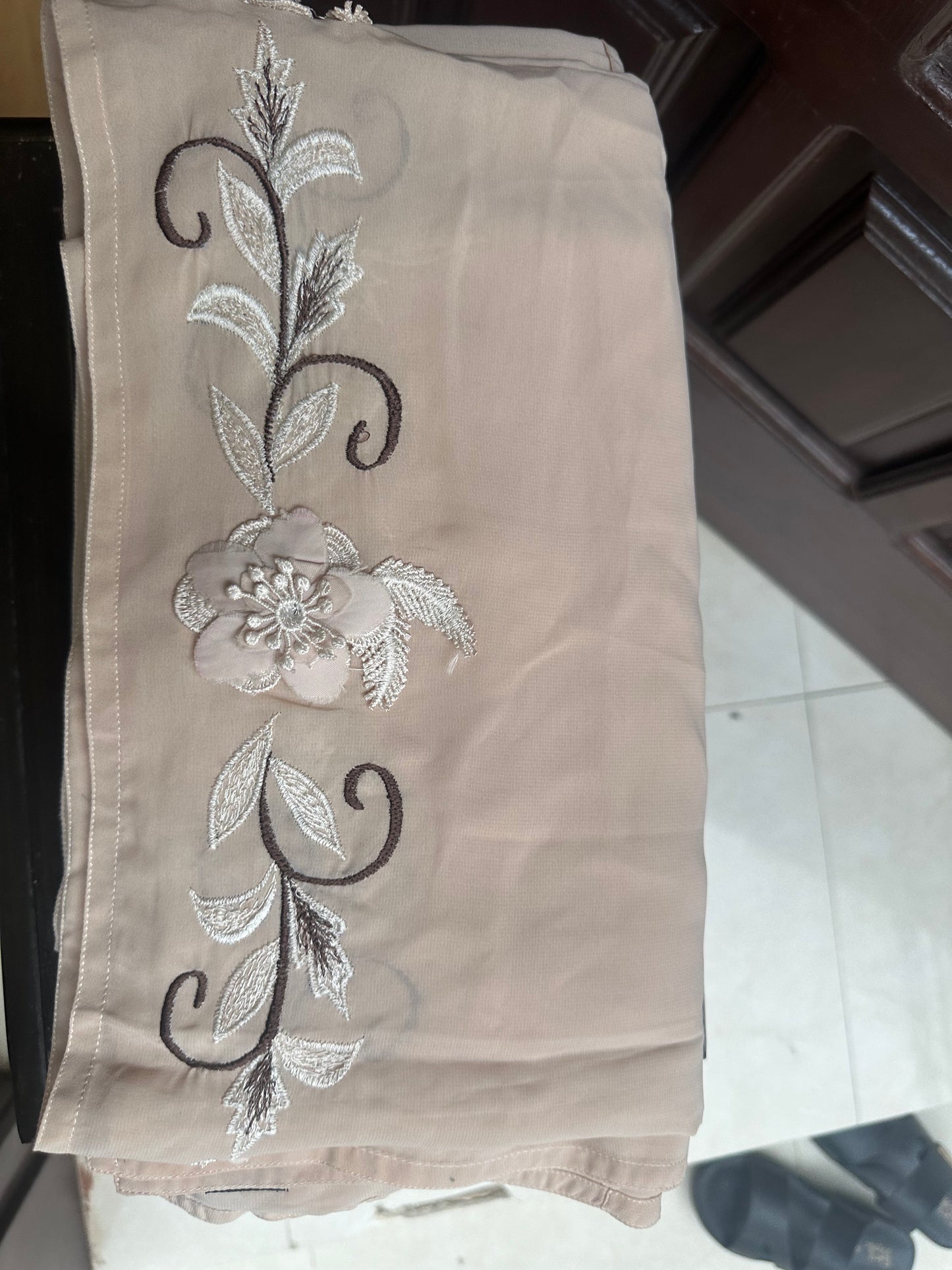 Off white embroidered chaddar