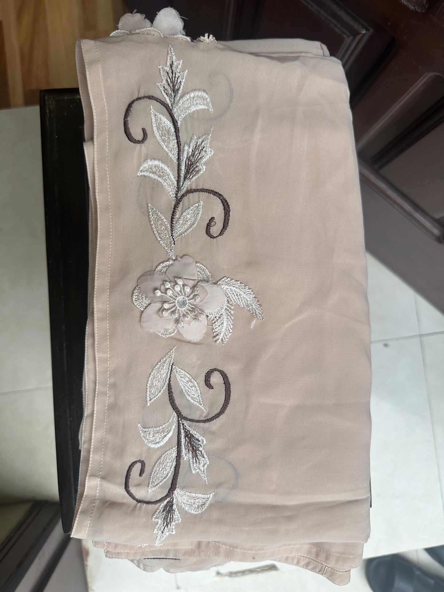 Off white embroidered chaddar