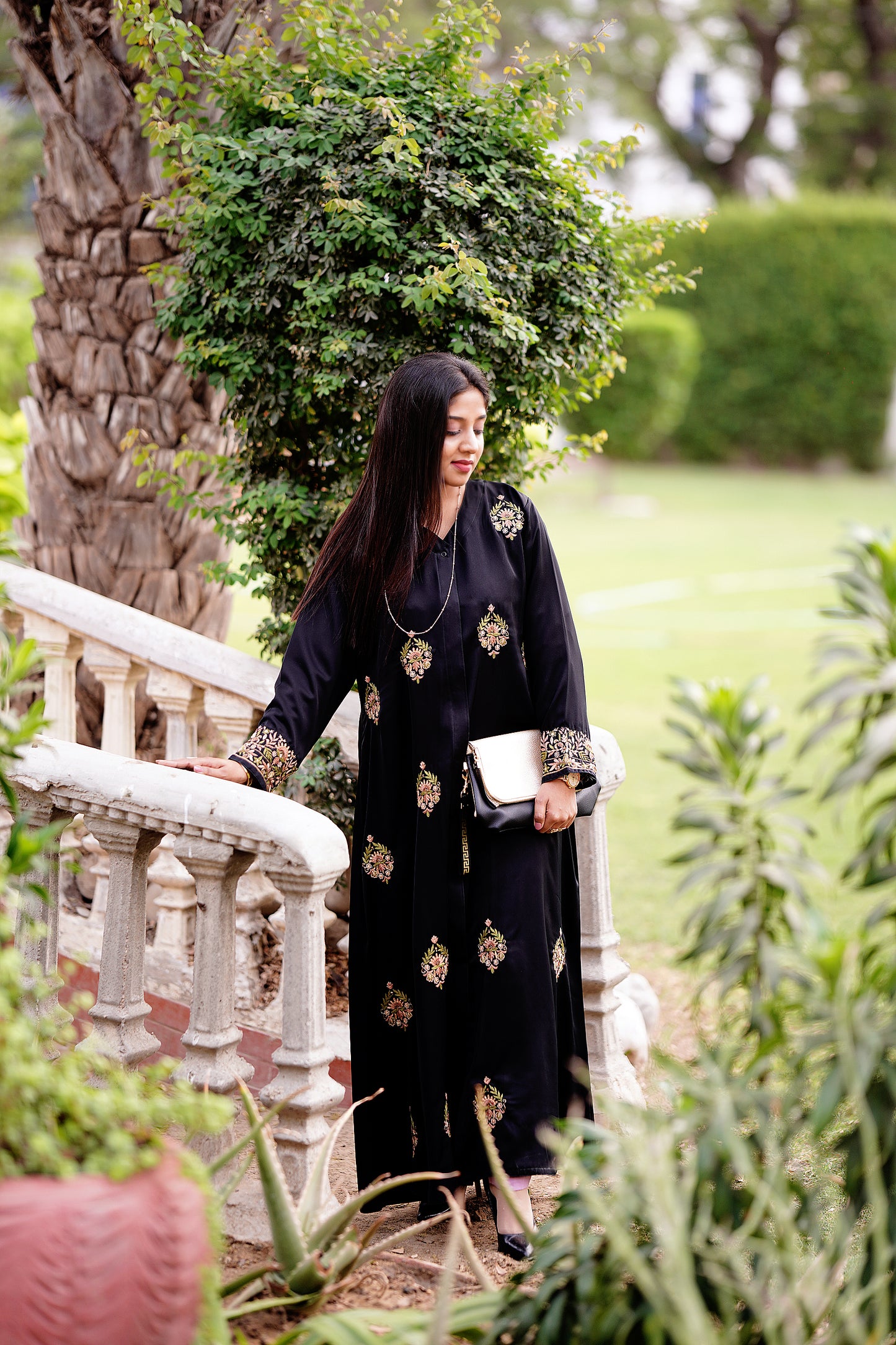 Black hand embroidered abaya