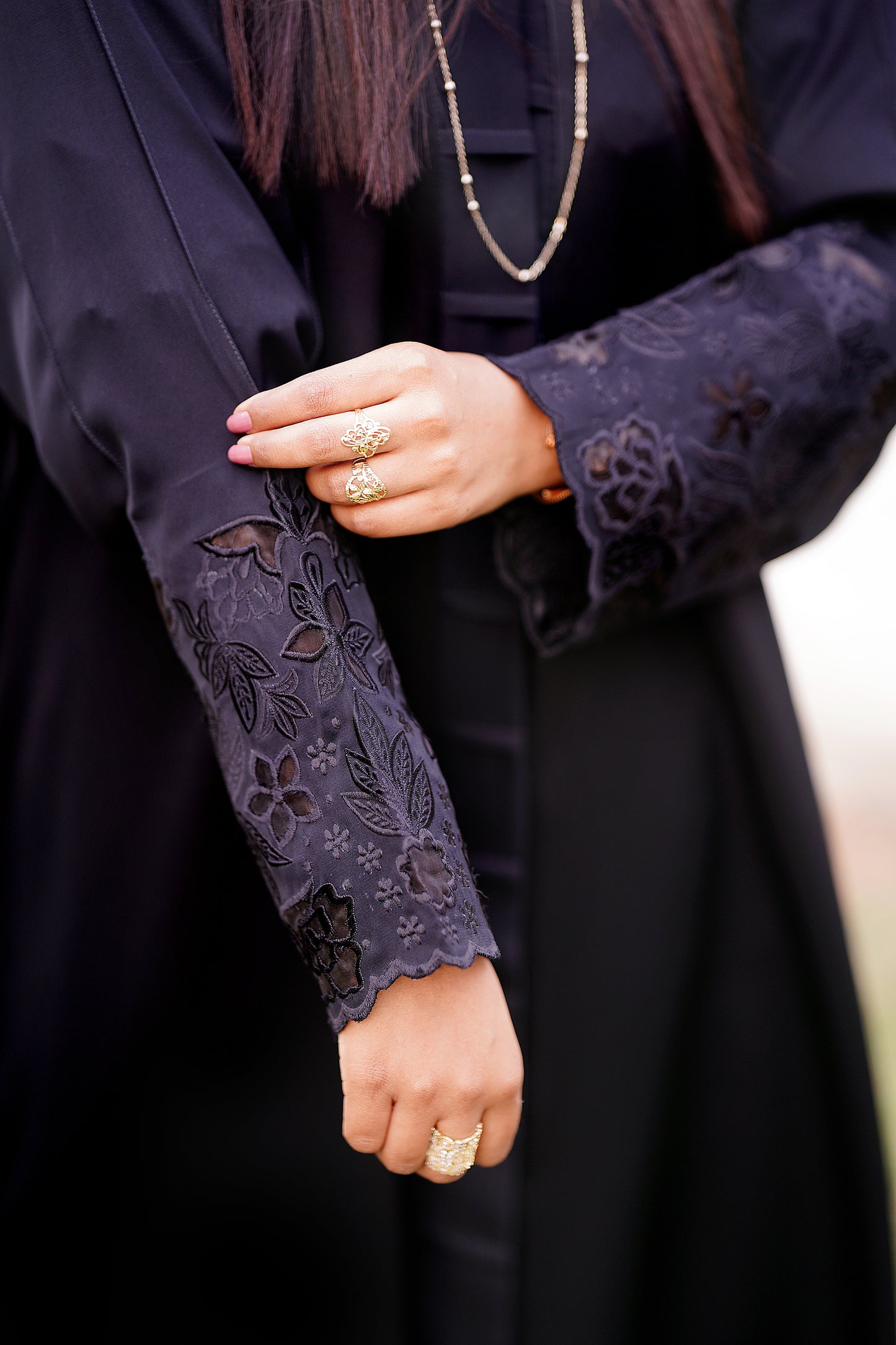 Black Coco Cutwork Abaya